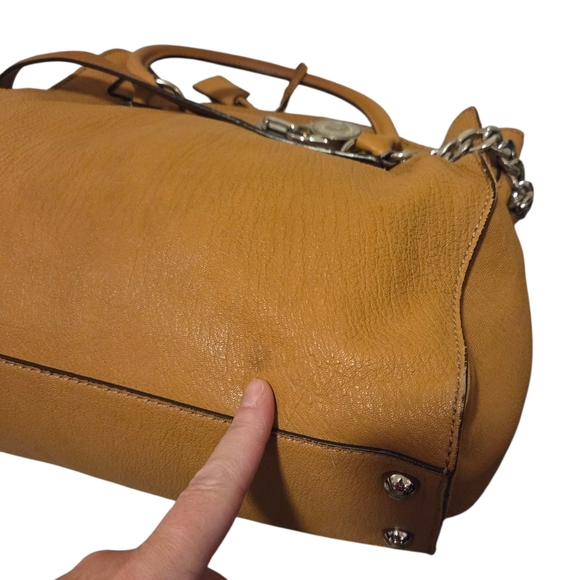 Michael Kors Hamilton Leather Satchel Crossbody Purse Bag Tan Brown Dust Cover - Picture 15 of 15